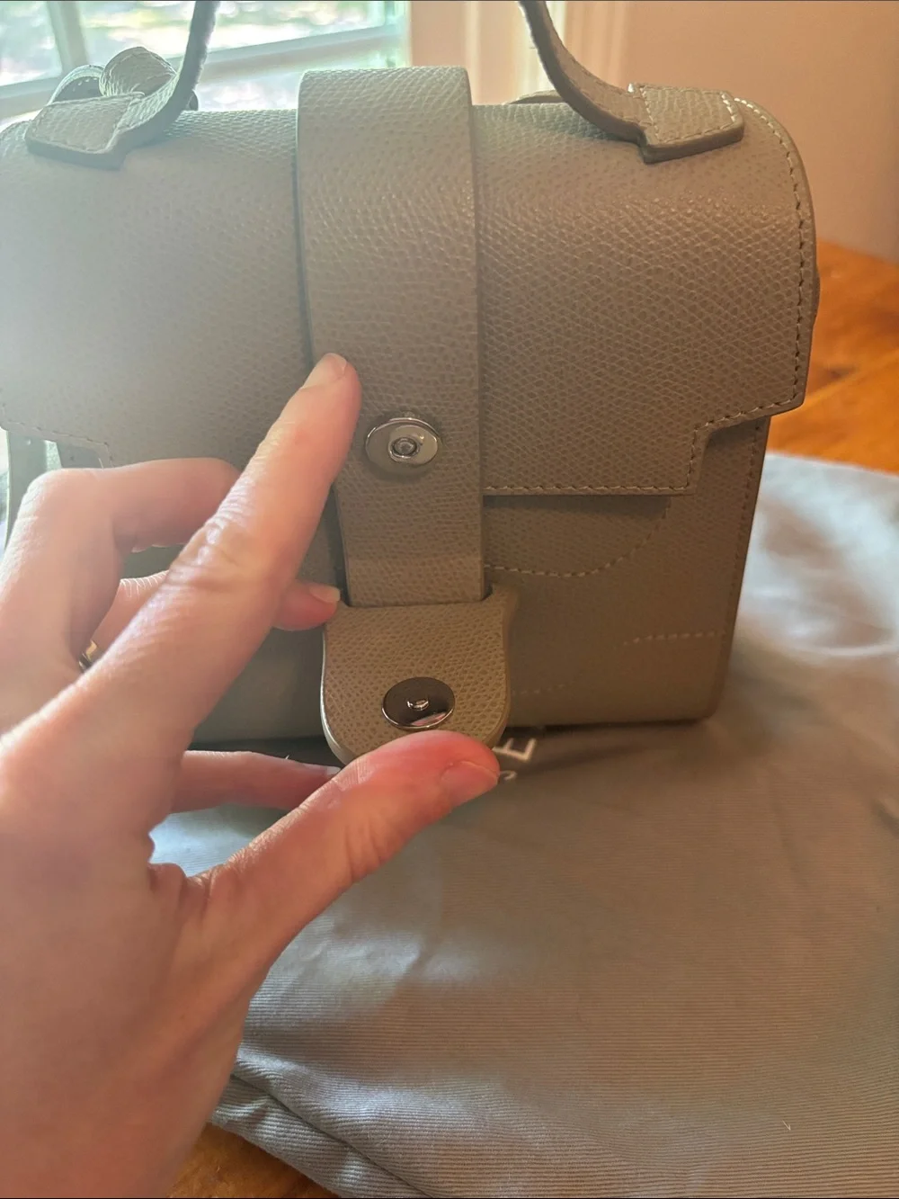 Senreve Pebbled Taupe Mini Satchel Backpack